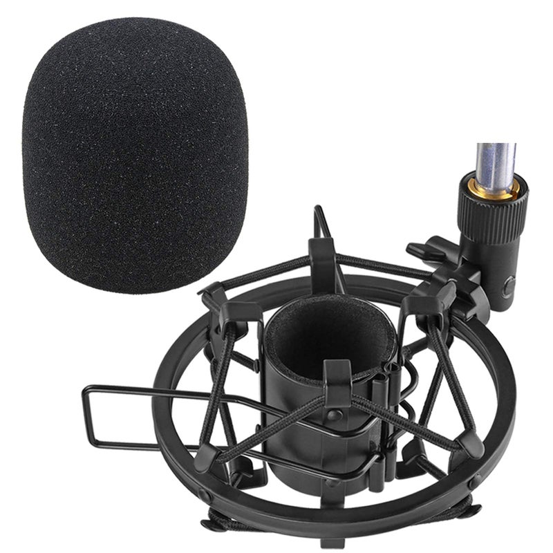 SUNMON SM58S Microphone Shock Mount Holder with Foam Windscreen for Absorbe Vibration and Noise, Pop Filter Suitable for SM58S, SM58 Dynamic Mic - Image 1